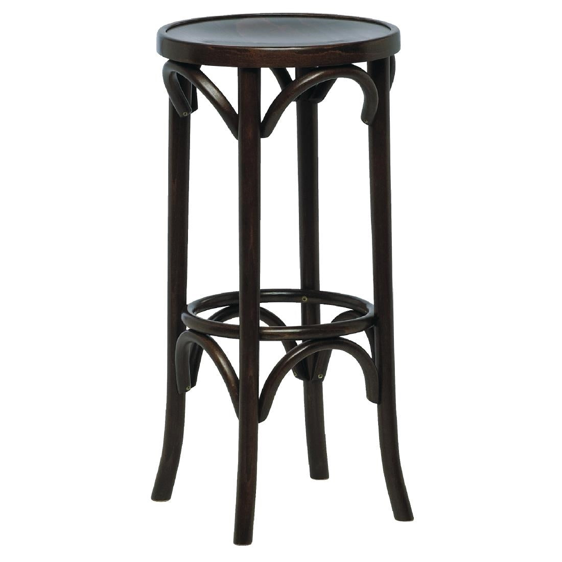 DL463 Fameg Bentwood hoge barkruk walnoten zitting beukenhouten rugleuning