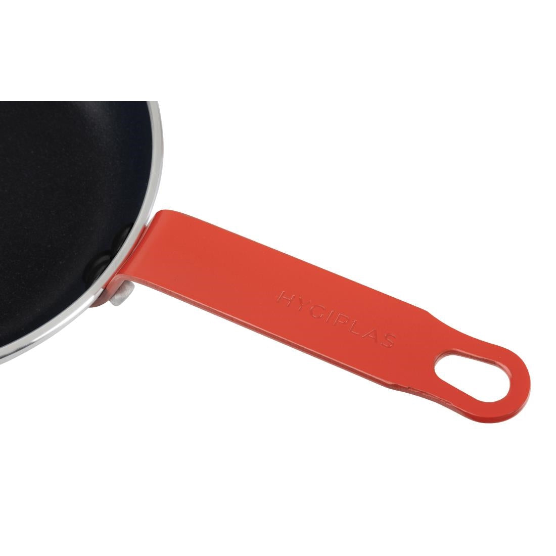 FB473 Hygiplas Teflon Platinum Plus anti-aanbak koekenpan 200mm rood handvat