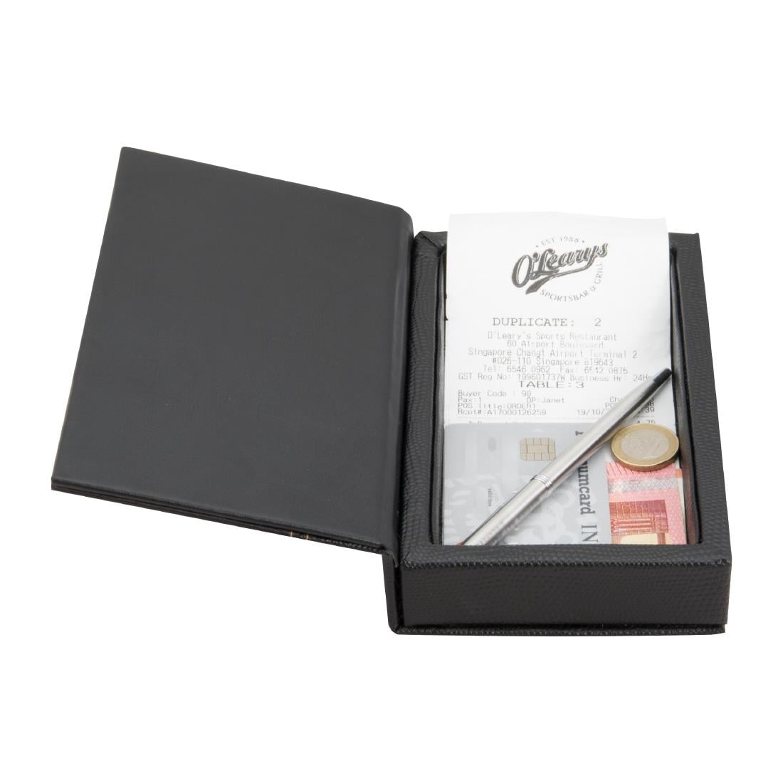 DP726 Securit trendy rekeningpresentator in leerstijl zwart