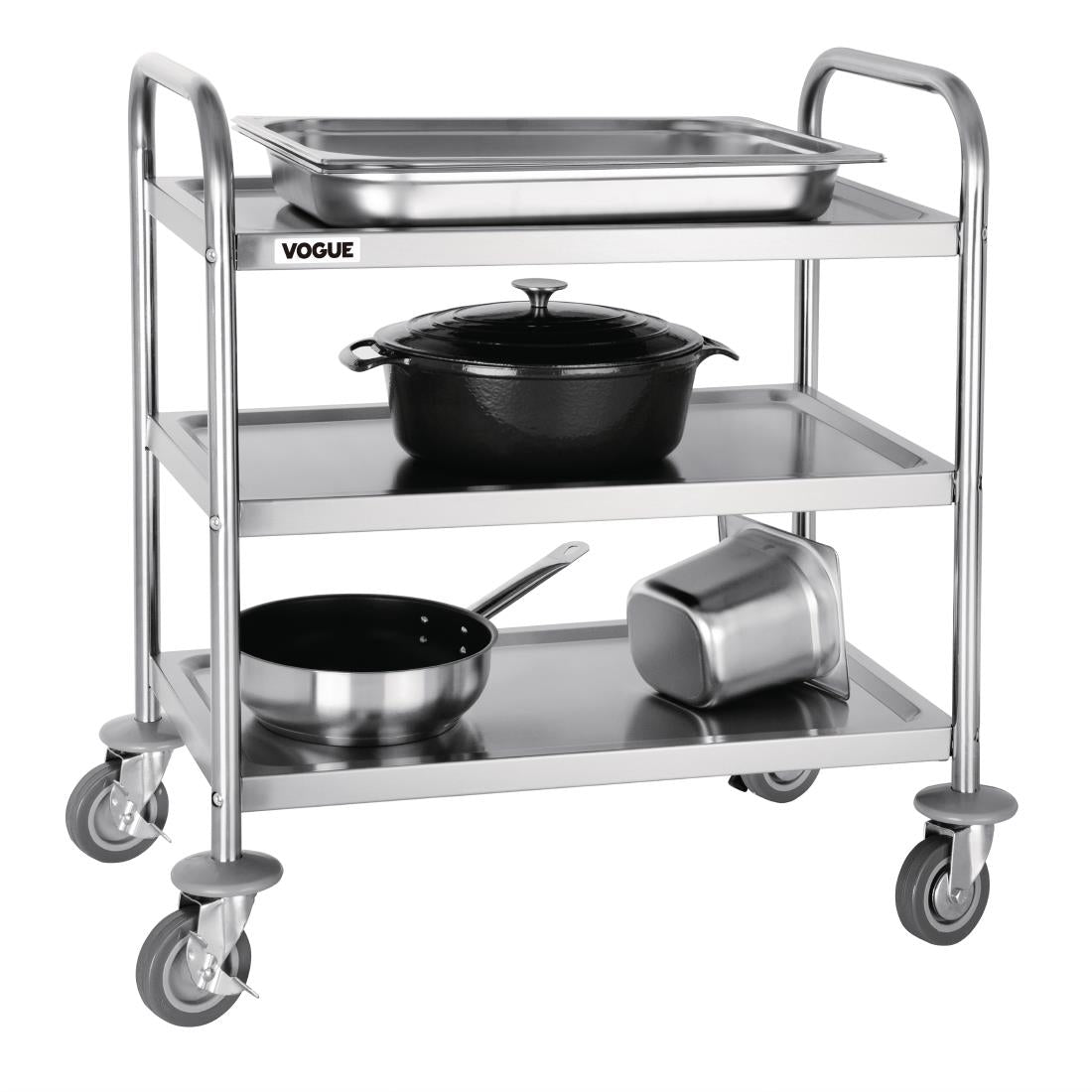 F993 Vogue RVS serveerwagen 3 plateaus S - 82,5(h) x 71(b)cm