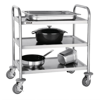 F993 Vogue RVS serveerwagen 3 plateaus S - 82,5(h) x 71(b)cm