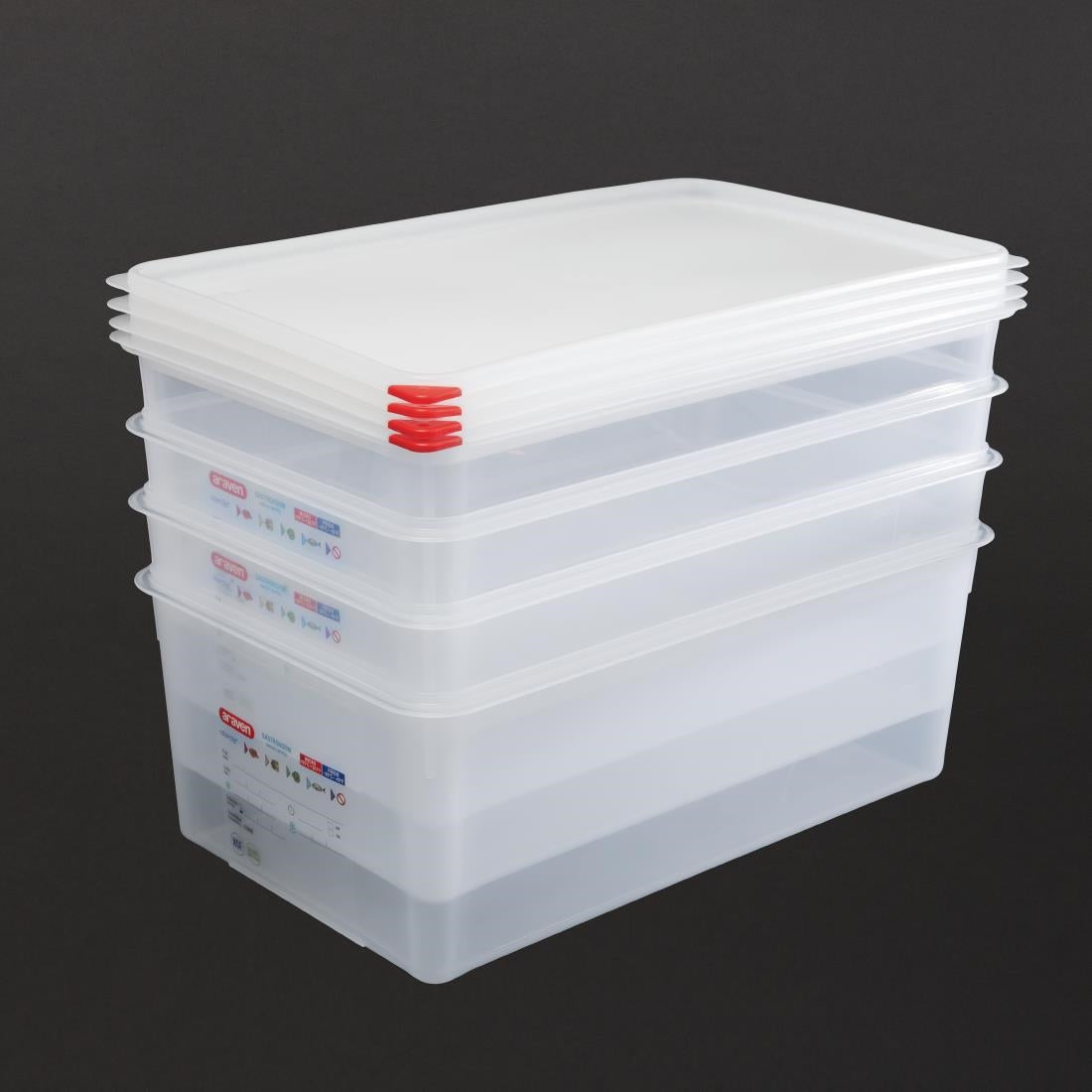 DL984 Araven GN 1/1 voedseldoos met deksel 28Ltr (4 stuks)