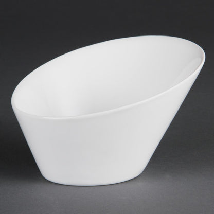 CB079 Olympia Whiteware Ovale Hellende Kommen 13,3x15,4cm (4 Stuks)