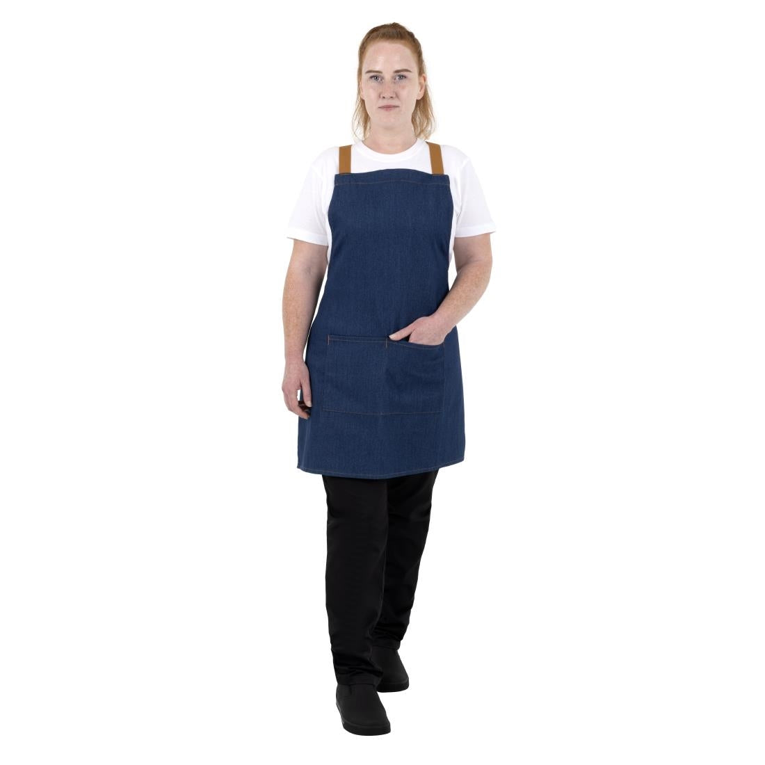 BA159 Southside Schort Denim Blauw Met Bruine Bandjes
