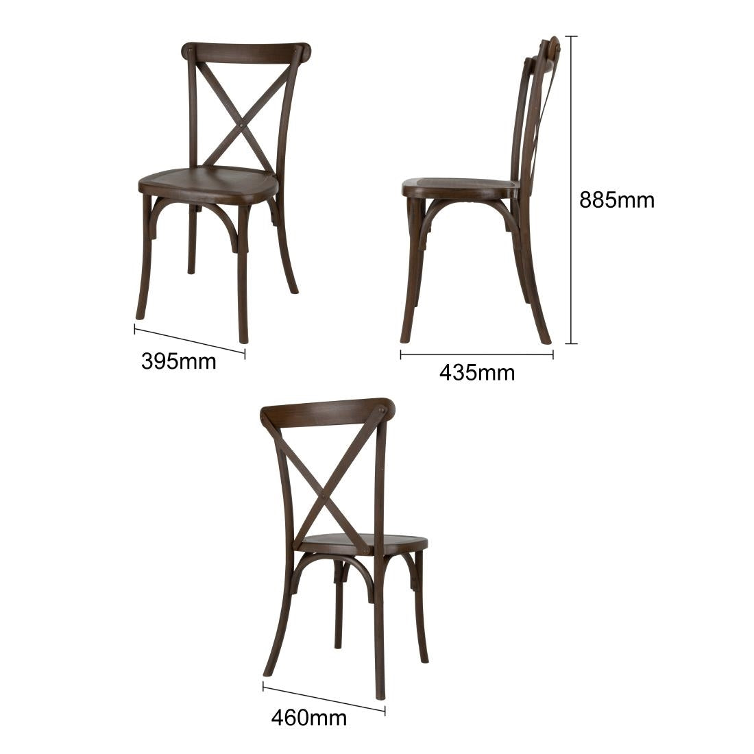 HW281 Bolero Manhattan Cross-Back Harsstoelen Donker Hout Effect (4 stuks)