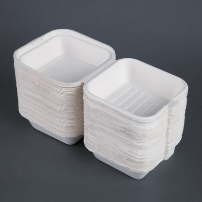DW247 Fiesta Compostable bagasse hamburgerbakjes 153mm (500 stuks)
