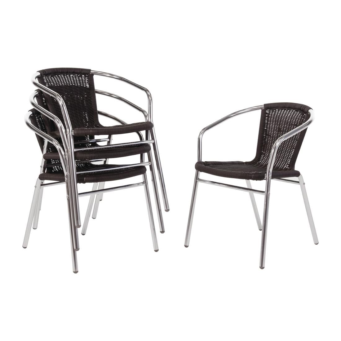 U507 Bolero aluminium en polyrotan stoelen zwart (4 stuks)