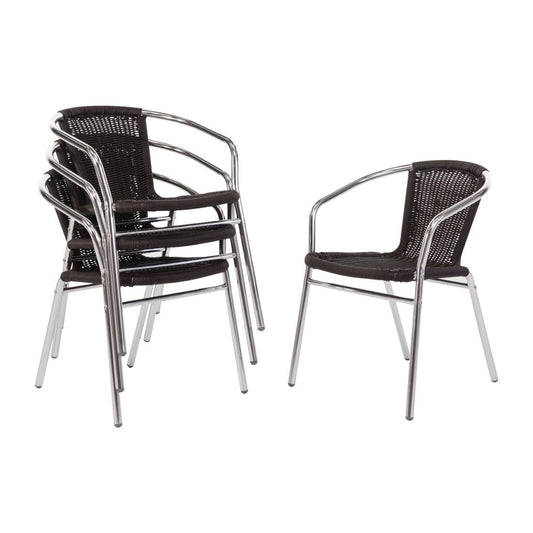 U507 Bolero aluminium en polyrotan stoelen zwart (4 stuks)