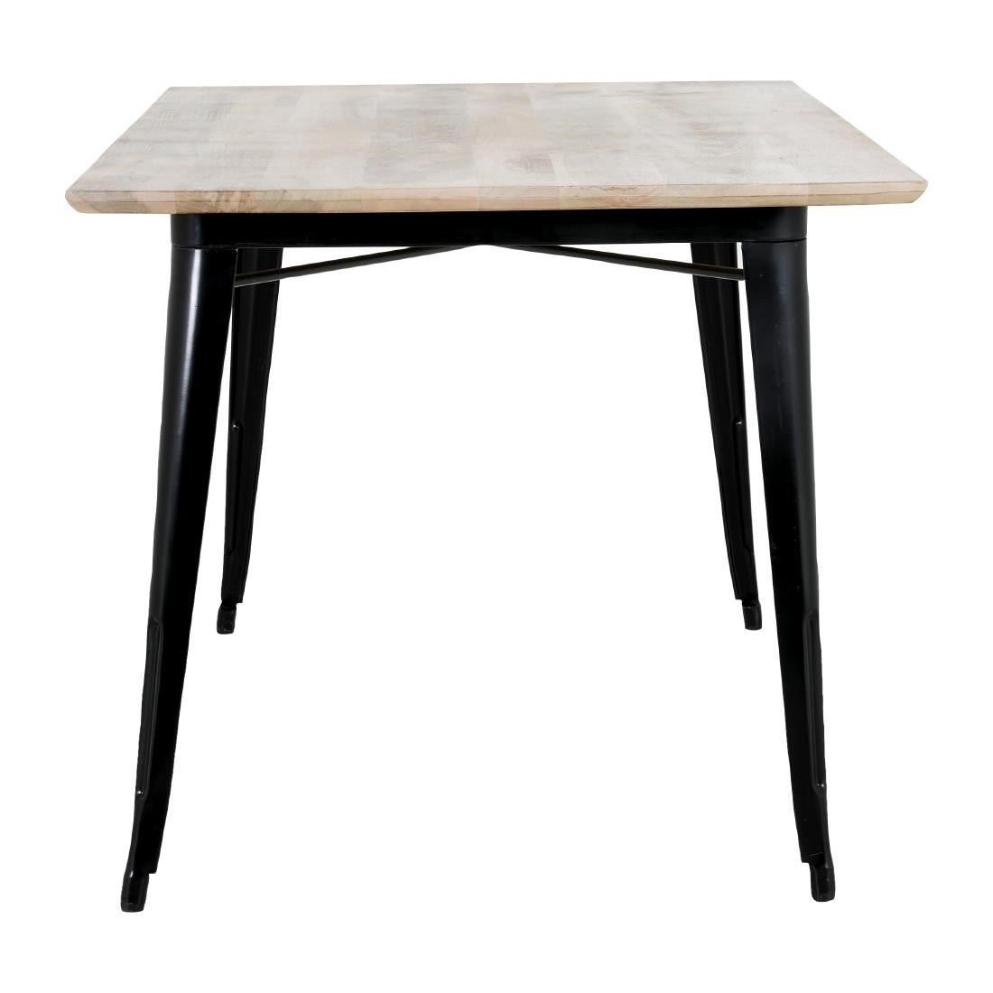 HZ808 Bolero Bistro Eettafel Mangohouten Blad Zwarte Poot 1450mm