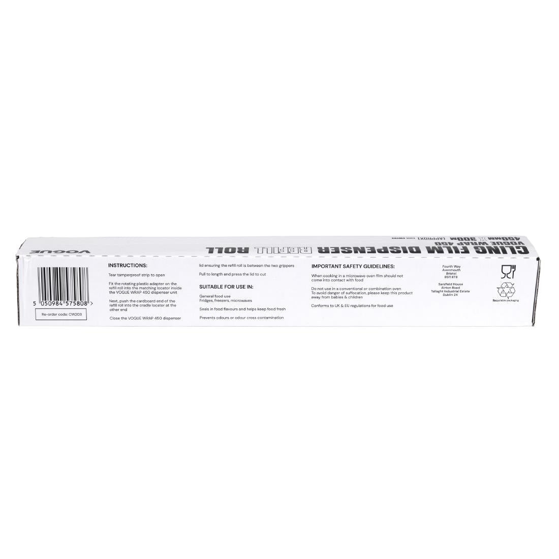 CW203 Vershoudfolie navulling voor Vogue Wrap450 dispenser - 45(B)cm x 300(L)m (3 stuks)