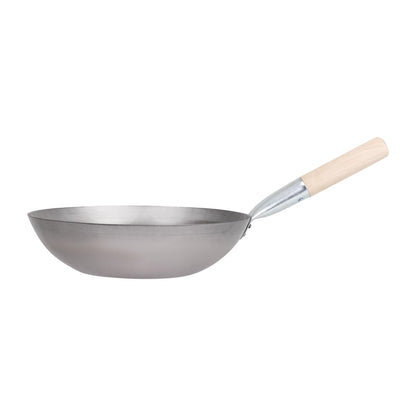 K296 Vogue lichtstalen wok met vlakke bodem 330 mm