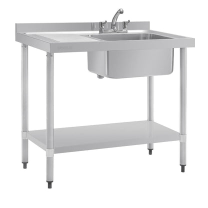 DY821 Vogue RVS spoeltafel enkele spoelbak aan rechterzijde 100x60cm