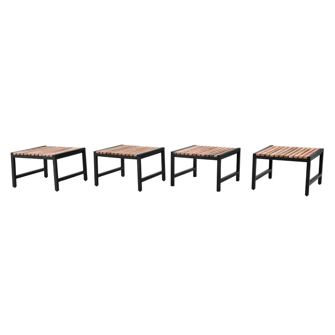 DK904 Bolero Lage Barkrukken Van Staal En Acacia (4 Stuks)