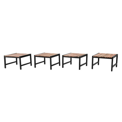 DK904 Bolero Lage Barkrukken Van Staal En Acacia (4 Stuks)