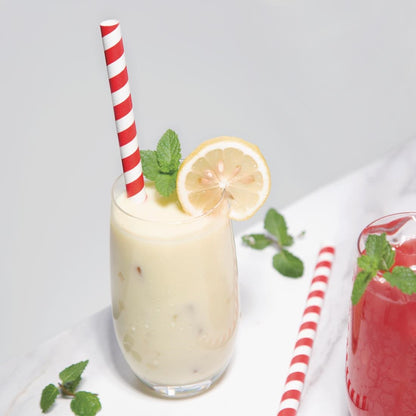 FP443 Fiesta Compostable composteerbare papieren smoothierietjes 210mm rood-wit  Individueel verpakt (250 stuks)