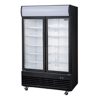 GM813 Polar G-Serie Rechtopstaande Scharnierdeur Display Koeling met Lichtbak 950Ltr Zwart