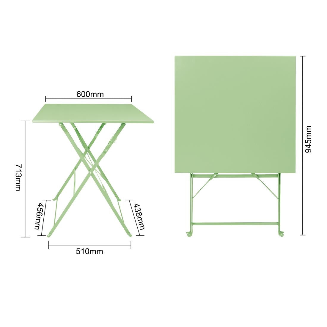 FT271 Bolero stalen klaptafel lichtgroen 600mm