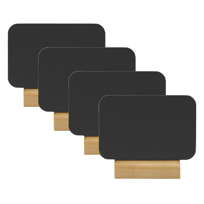 CU906 Securit Silhouette rechthoekige mini krijtborden, inclusief krijtstift Houten voet (4 stuks)