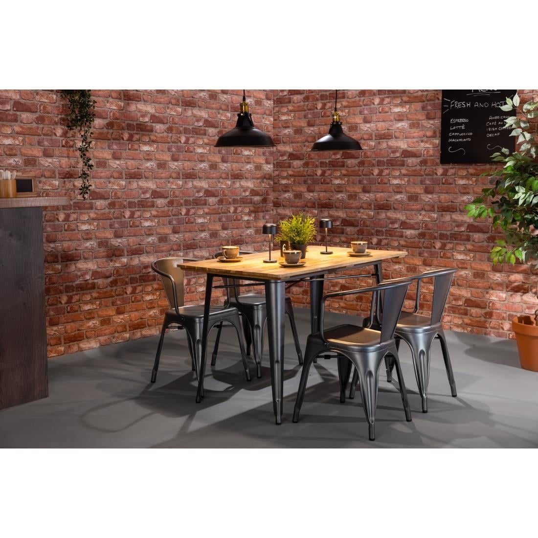 HZ807 Bolero Bistro Curve Armstoelen Donkergrijs (4 stuks)