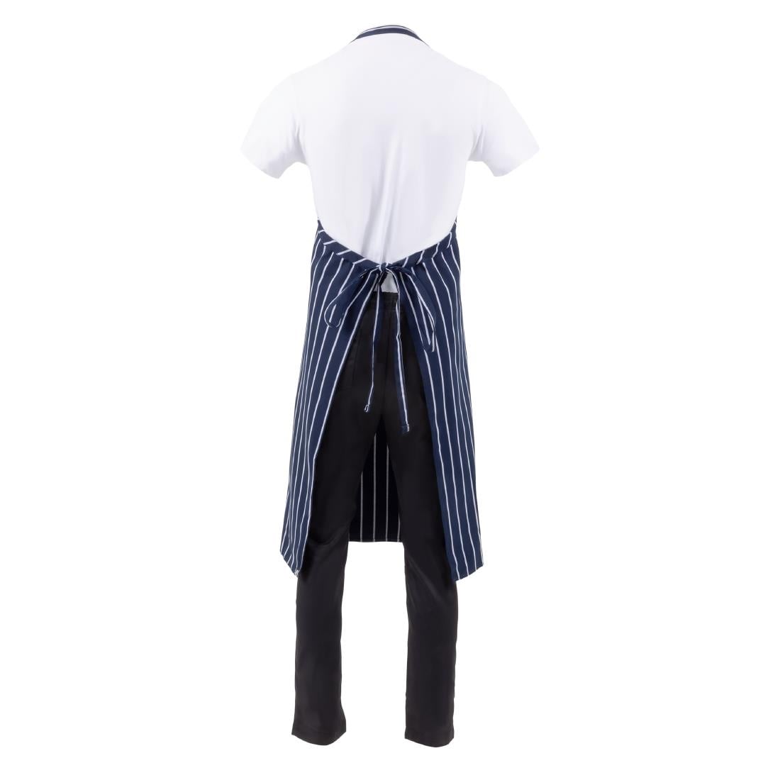 B249 Chef Works Premium geweven schort blauw-wit gestreept