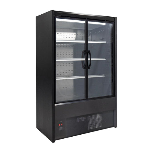 UA055-120 Zoin Cervinho Multideck Display Zwart Met Scharnierende Deuren 1200mm