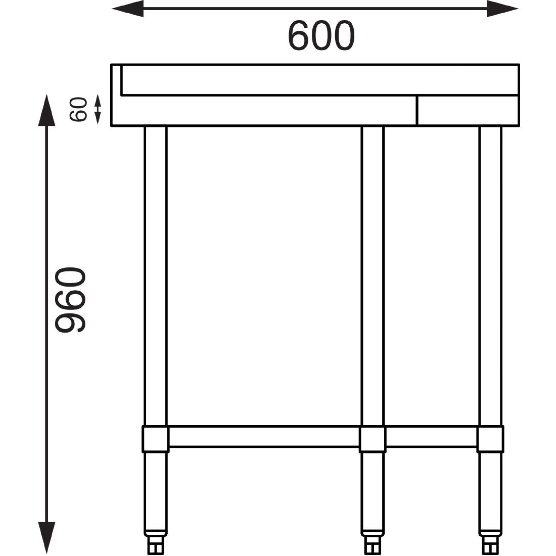 CB907 Vogue RVS werktafel hoekelement 60cm