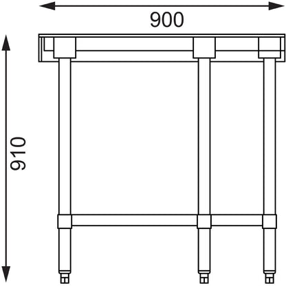 GL278 Vogue RVS werktafel hoekelement 70cm