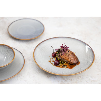 FU197 Olympia Drift Grey Coupe Low Bowls Met Reliëf, 260mm (4 Stuks)