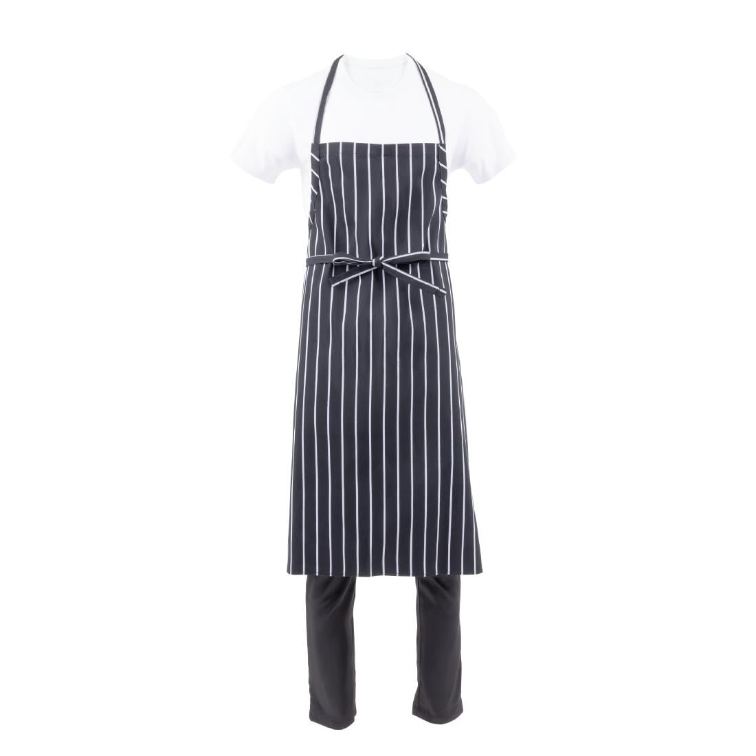B248 Chef Works Premium geweven schort zwart-wit gestreept