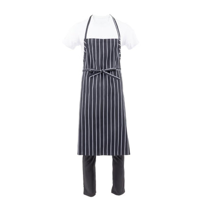 B248 Chef Works Premium geweven schort zwart-wit gestreept