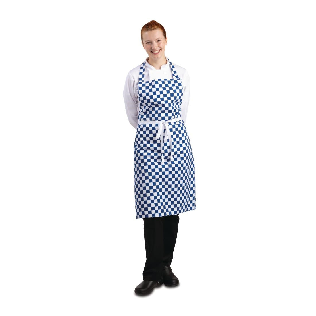 A554 Whites halterschort blauw-wit geblokt