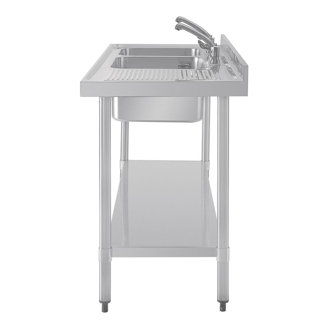 DY824 Vogue RVS spoeltafel dubbele spoelbak aan linkerzijde 150x60cm