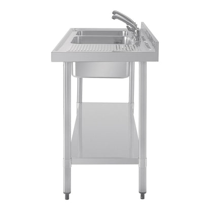 DY824 Vogue RVS spoeltafel dubbele spoelbak aan linkerzijde 150x60cm