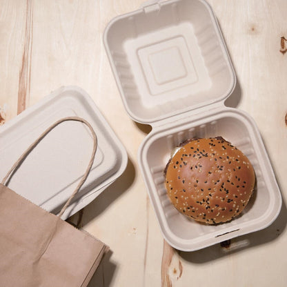 FC542 Fiesta Compostable composteerbare bagasse hamburgerdoosjes 152mm (500 stuks)