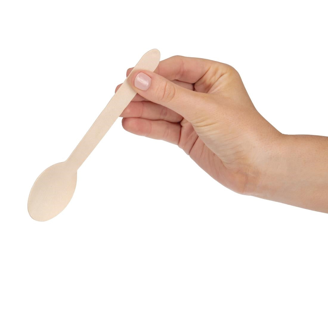 CD904 Fiesta Compostable biologisch afbreekbare houten dessertlepels 16,6cm (100 stuks)