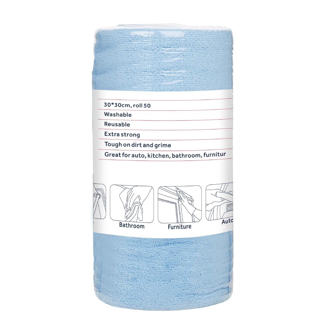 HA817 Nisbets Essentials Blauwe Microvezeldoek 300x300mm - Rol Van 50 Afscheurvellen