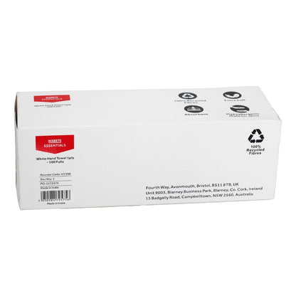 HY598 Nisbets Essentials Witte Handdoeken 1ply - 100 Vellen (36 stuks)
