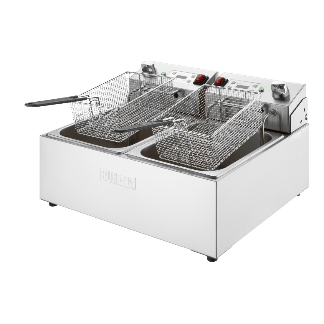 CU624 Buffalo Dubbele Elektrische Friteuse met Timer 2x5Ltr