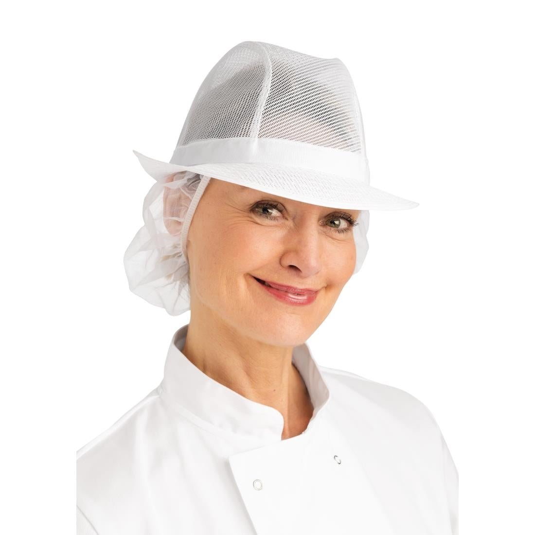 A653-M Trilby hoed met haarnetje wit M