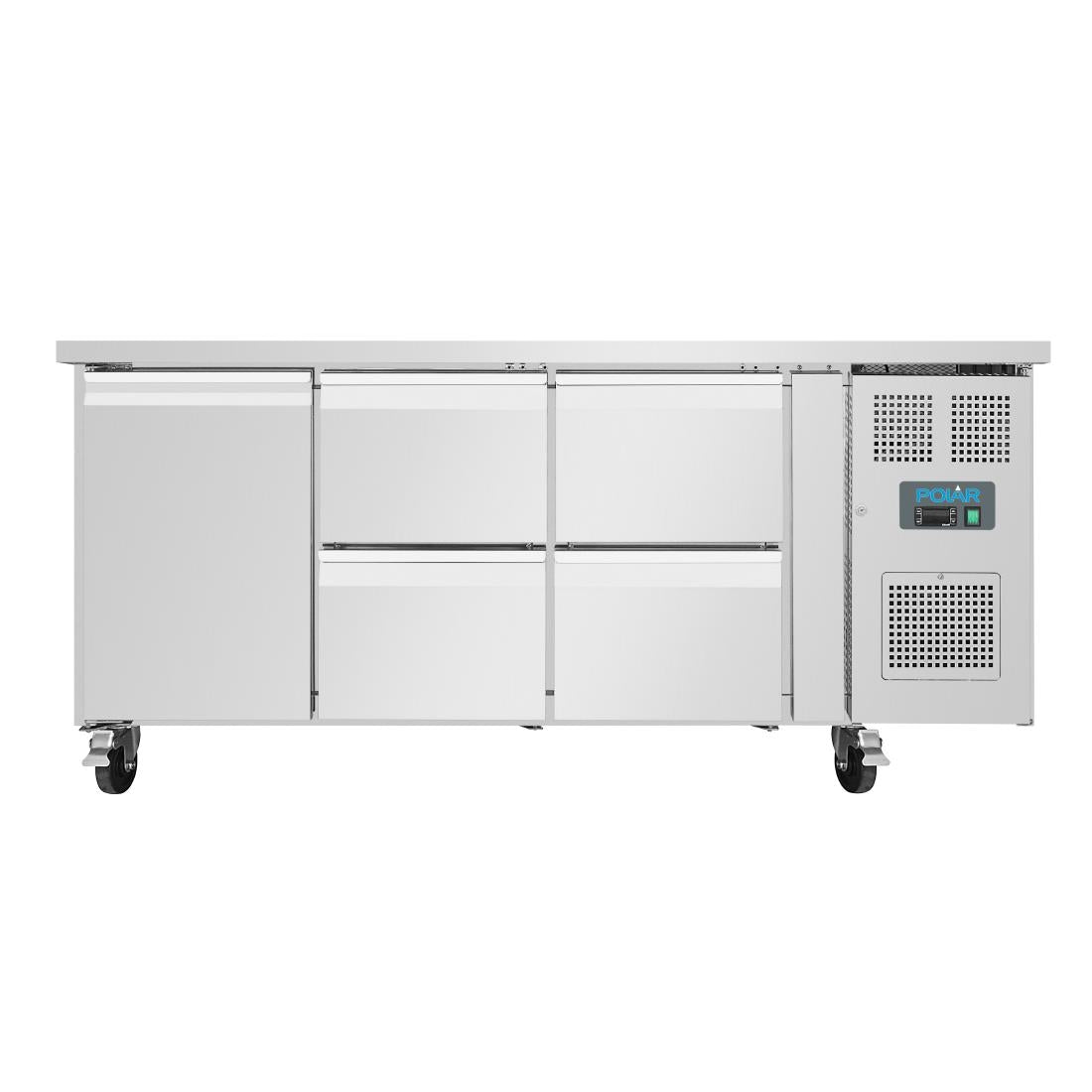 UA020 Polar U-serie koelwerkbank 1 deur 4 lades 358Ltr
