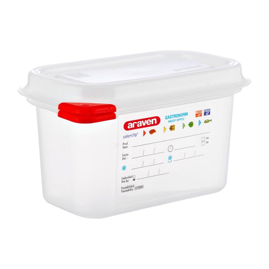 DL979 Araven GN1/9 voedseldoos met deksel 1Ltr (4 stuks)