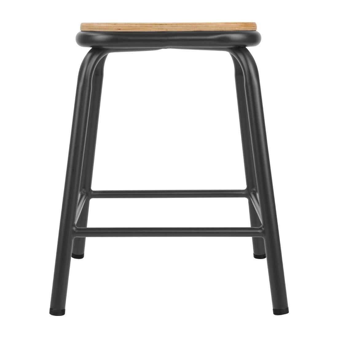 FB930 Bolero Cantina lage kruk met houten zitting metallic grijs (4 stuks)