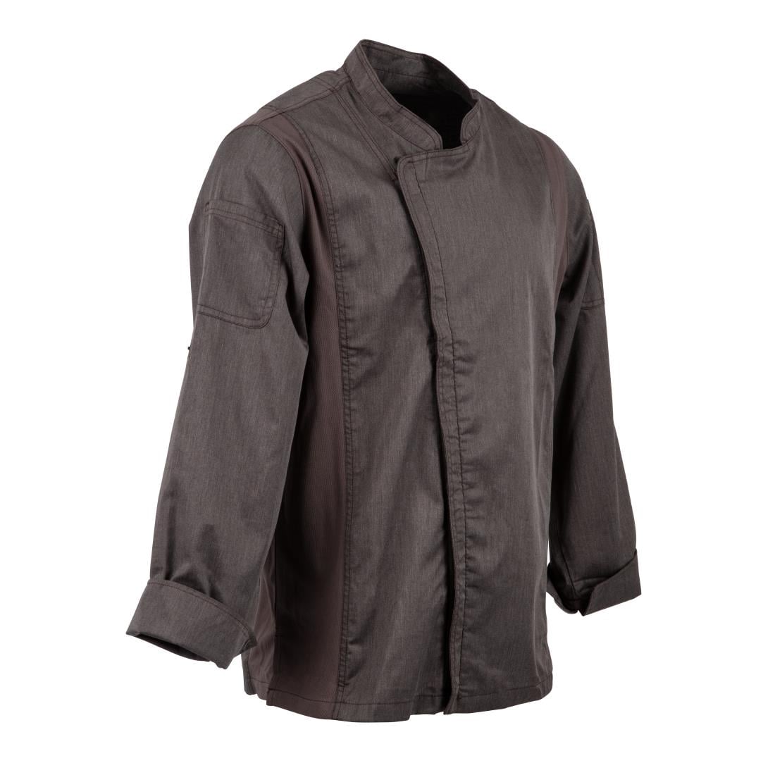 BB263-M Chef Works Urban Hartford unisex koksbuis met rits lange mouw grijs M