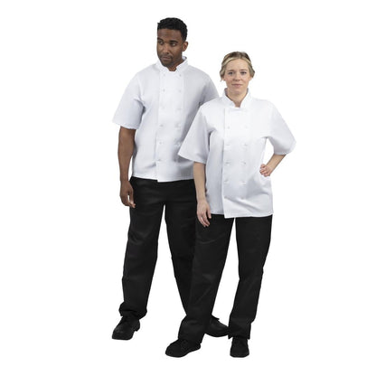 B250-XL Whites Boston unisex koksbuis korte mouw wit XL