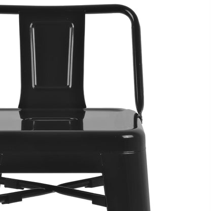 DL882 Bolero Bistro gegalvaniseerd stalen barkruk met rugleuning zwart (4 stuks)