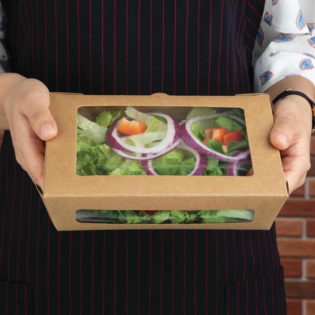 FB677 Fiesta Compostable composteerbare saladebakken met PLA vensters 1200ml (200 stuks)