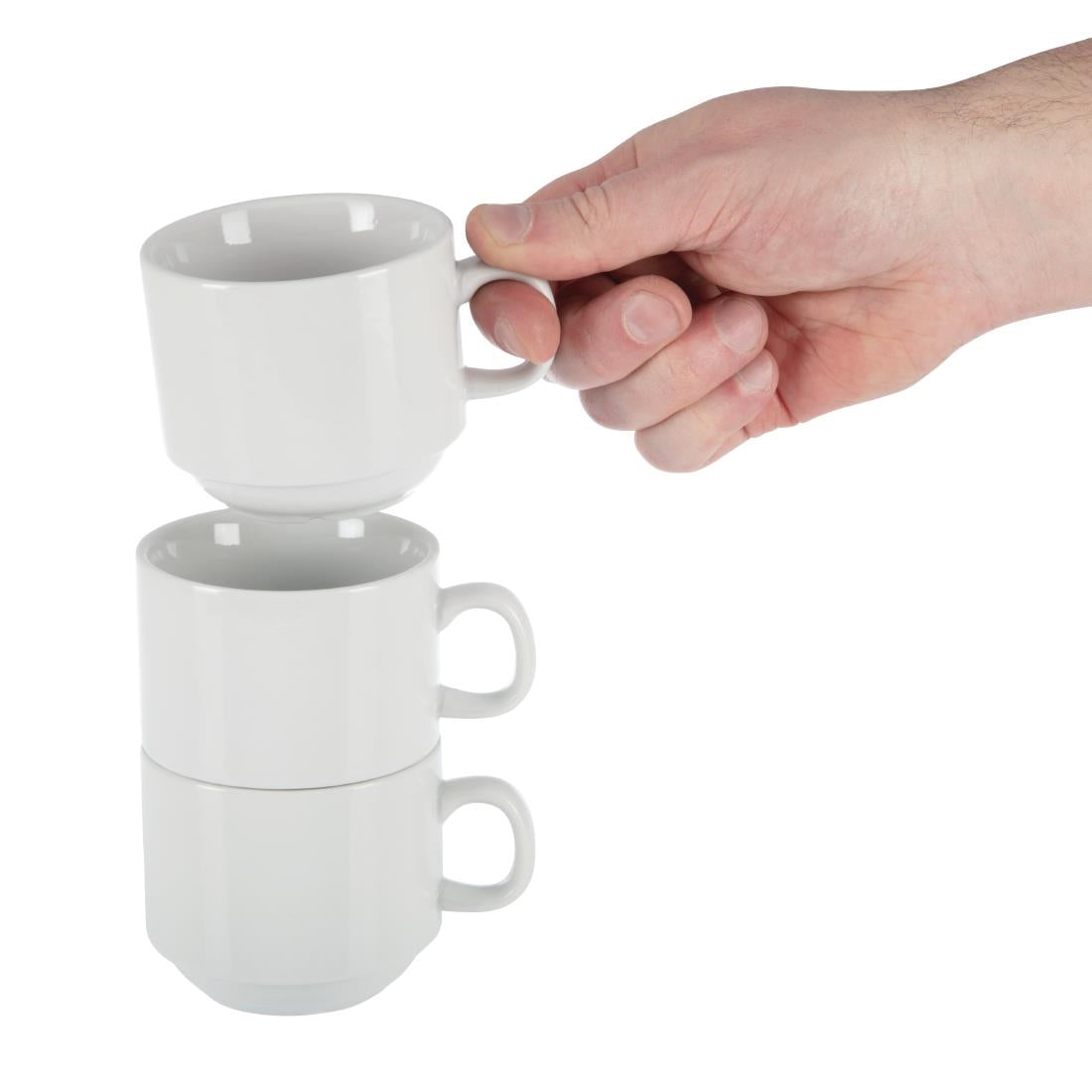 CB467 Olympia Whiteware stapelbare theekopjes 200ml (12 stuks)