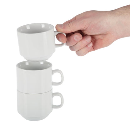 CB467 Olympia Whiteware stapelbare theekopjes 200ml (12 stuks)