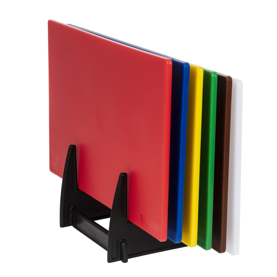 FY329 Hygiplas LDPE snijplanken set met rek 450x300x10mm (Set van 6)