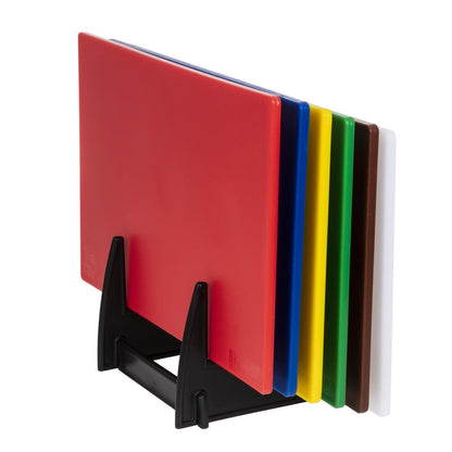 FY329 Hygiplas LDPE snijplanken set met rek 450x300x10mm (Set van 6)